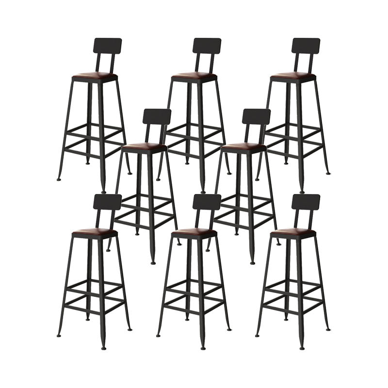 Industrial Metal Bar Stool Low Back Bar Stool with Black Base