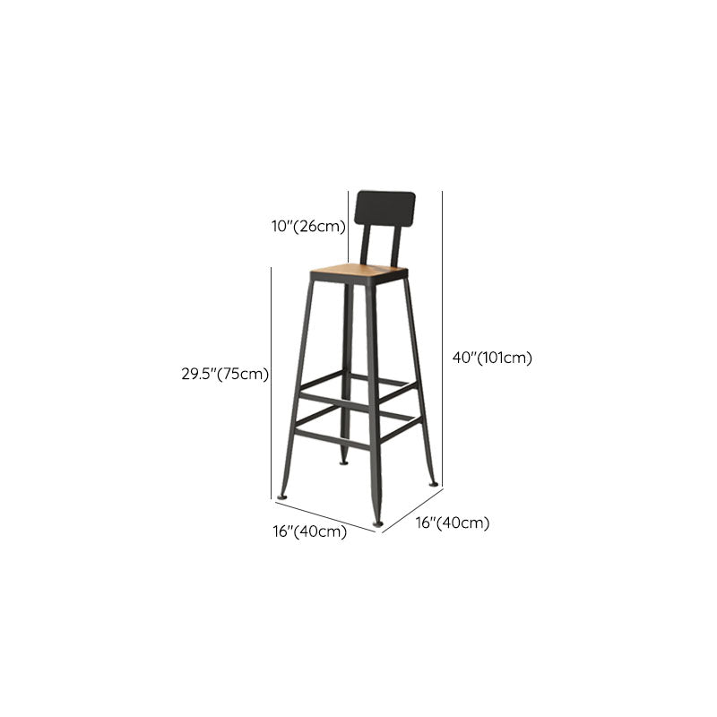 Industrial Metal Bar Stool Low Back Bar Stool with Black Base
