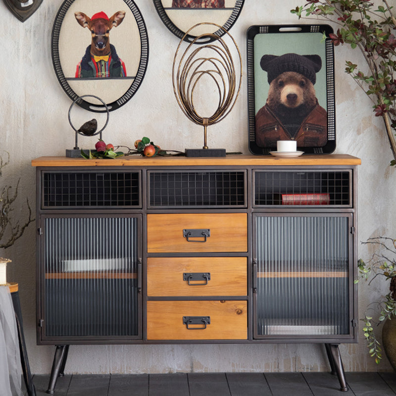 Solid Wood Display Stand Traditional Storage Cabinet with Doors