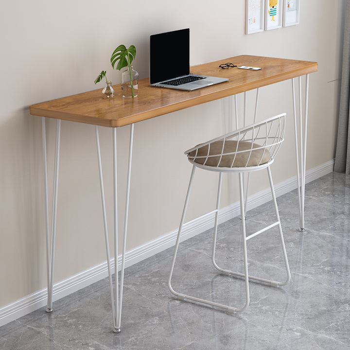 Modern Wood Rectangle Bar Table Metal Legs for Milk Tea Shop