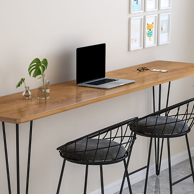 Modern Wood Rectangle Bar Table Metal Legs for Milk Tea Shop