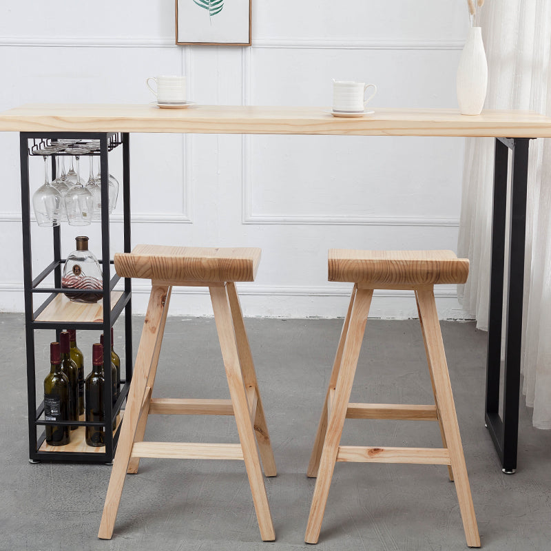 Modern Pine Wood Bar Table Rectangle Storable Table for Living Room