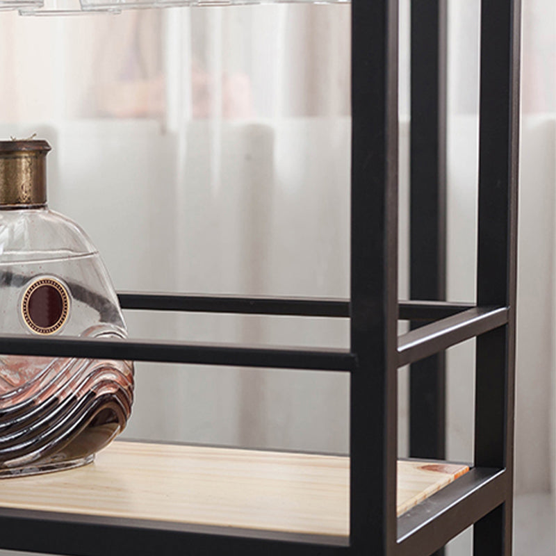 Modern Pine Wood Bar Table Rectangle Storable Table for Living Room