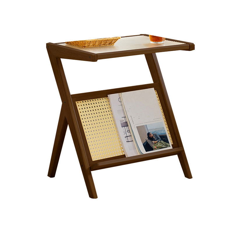 14" Wide Contemporary Corner Table Wood Storage Accent Side Table