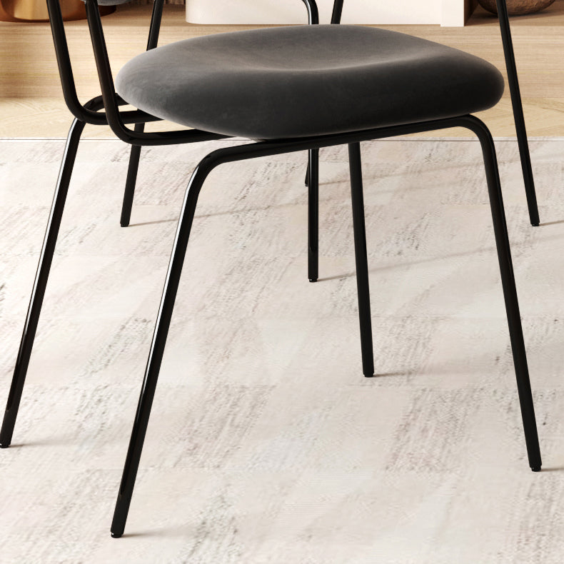 Modern Simple Side Chair Upholstered Dining Chair with Metal Base for Kitchen