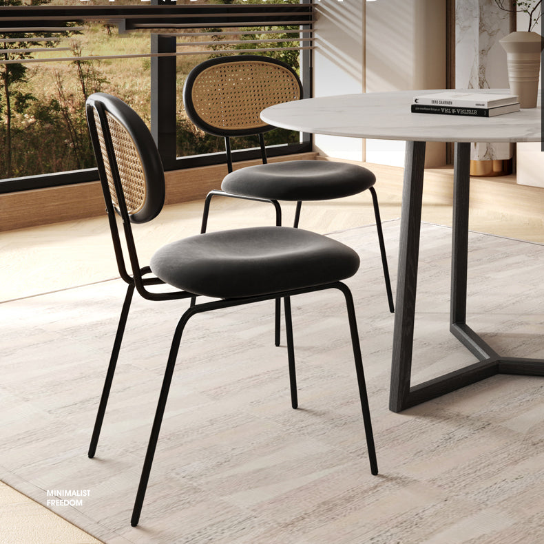 Modern Simple Side Chair Upholstered Dining Chair with Metal Base for Kitchen