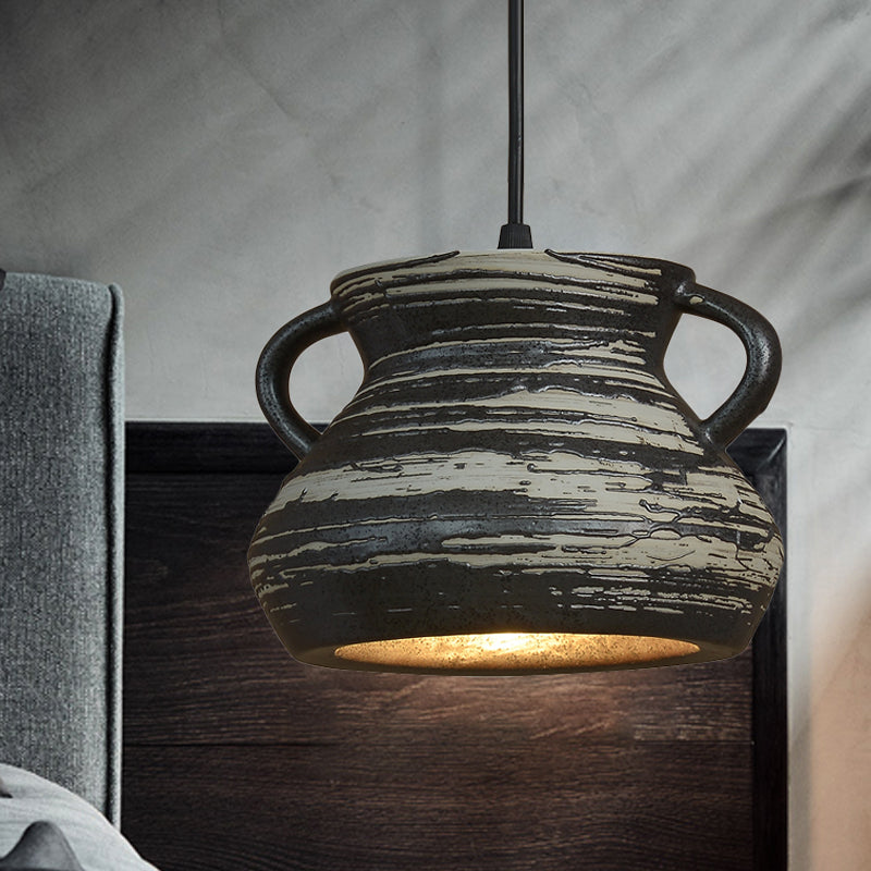 1-Kopf-Zylinder/Urne hängende Anhänger Industrial Style Schwarz Keramik-Federung Licht für das Restaurant