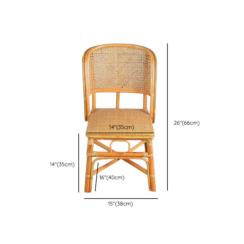 Contemporary Armless Wicker Chair Home Cane Back Dining Chair