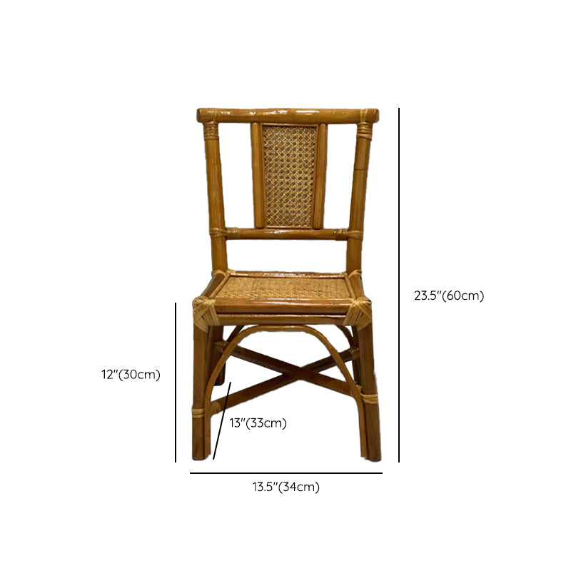 Contemporary Armless Wicker Chair Home Cane Back Dining Chair