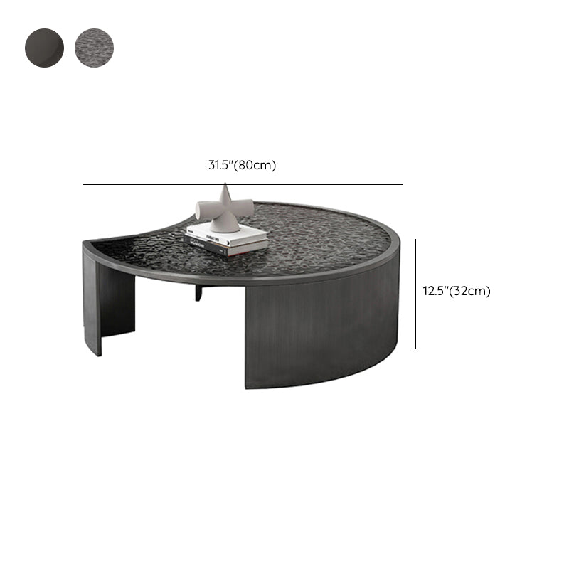 Glass Top Coffee Table Round Nesting Coffee Table Set with Grey Legs