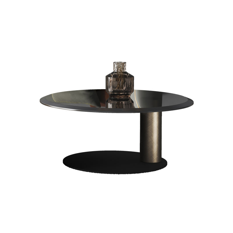 Round Coffee Table Brown Nesting Coffee Table Set for Living Room
