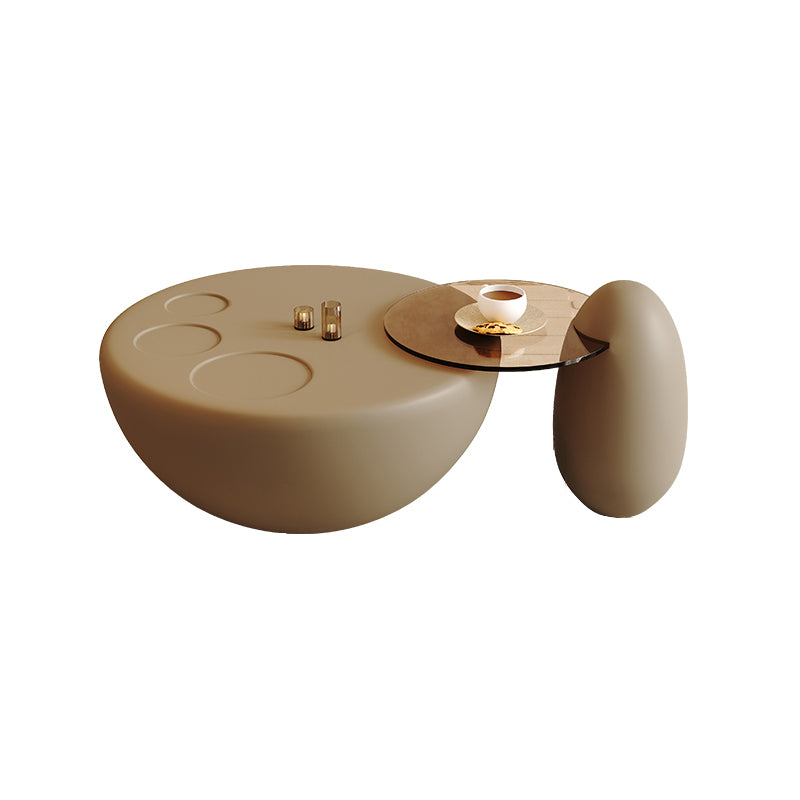 Wooden Coffee Table Round Nesting Coffee Table Set for Living Room