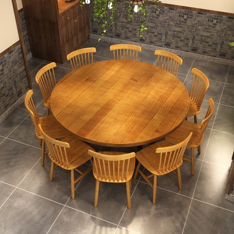 Round Dining Table Set with Wooden Chairs 1/2/5/11 Pcs Modern Solid Wood Dining Set