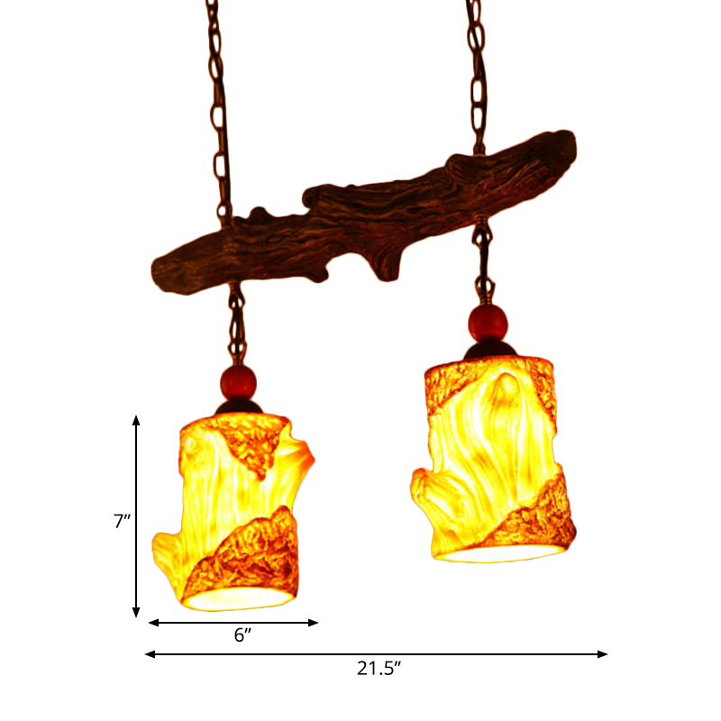 Plafonnier à 2 légers Plafond entrepôt Pendre suspension de salon de salon jaune avec faisceau linéaire