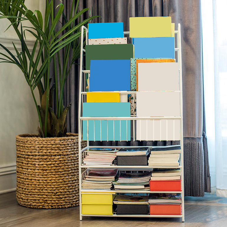 Contemporary Metal Book Display Closed Back Freestanding Bookcase