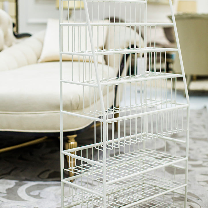 Contemporary Metal Book Display Closed Back Freestanding Bookcase