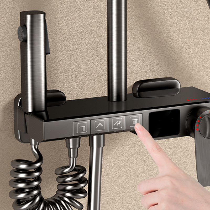 Slide Bar Included Shower System Solid Color Valve Included Shower Head Combo