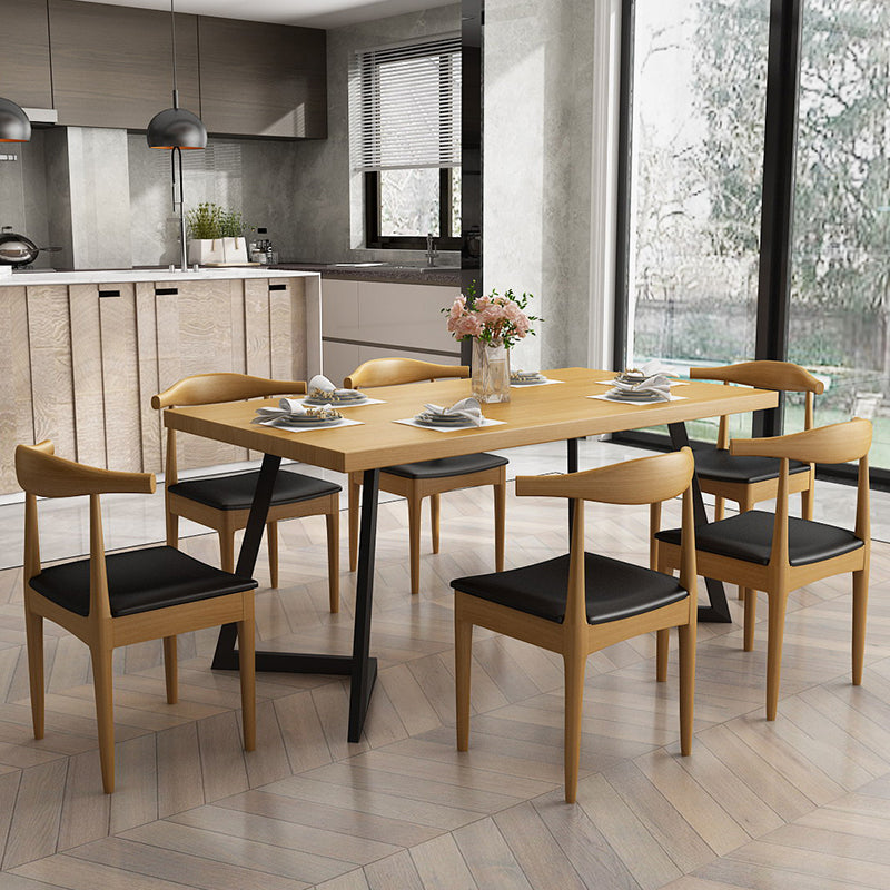 Industrial LightWood Dinette Set 1/2/7 Pcs Solid Wood Furniture for Home