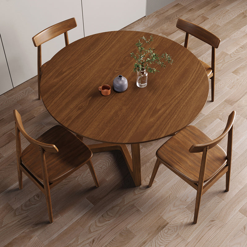 Modern Style Dinette Set 1/2/4/5 Pcs Round Solid Wood Dinette Table with Dining Chair