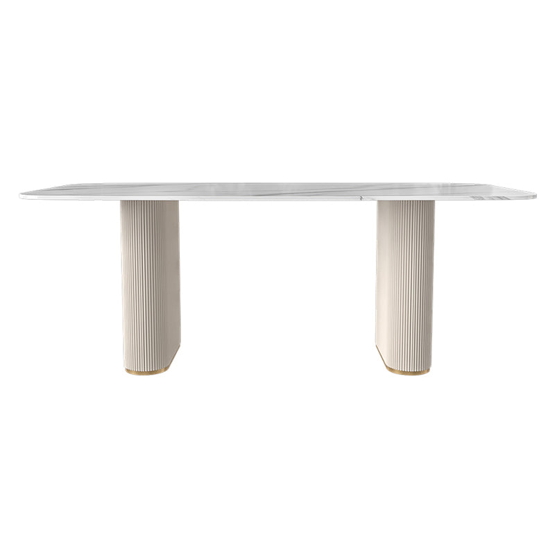 Stone Top Modern Dining Set 1/4/5/7 Pieces Dining Table Set with White Chairs