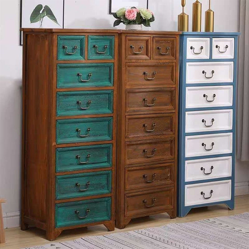 Coastal Storage Chest Dresser Solid Wood Dresser , 13.65 Inch Width