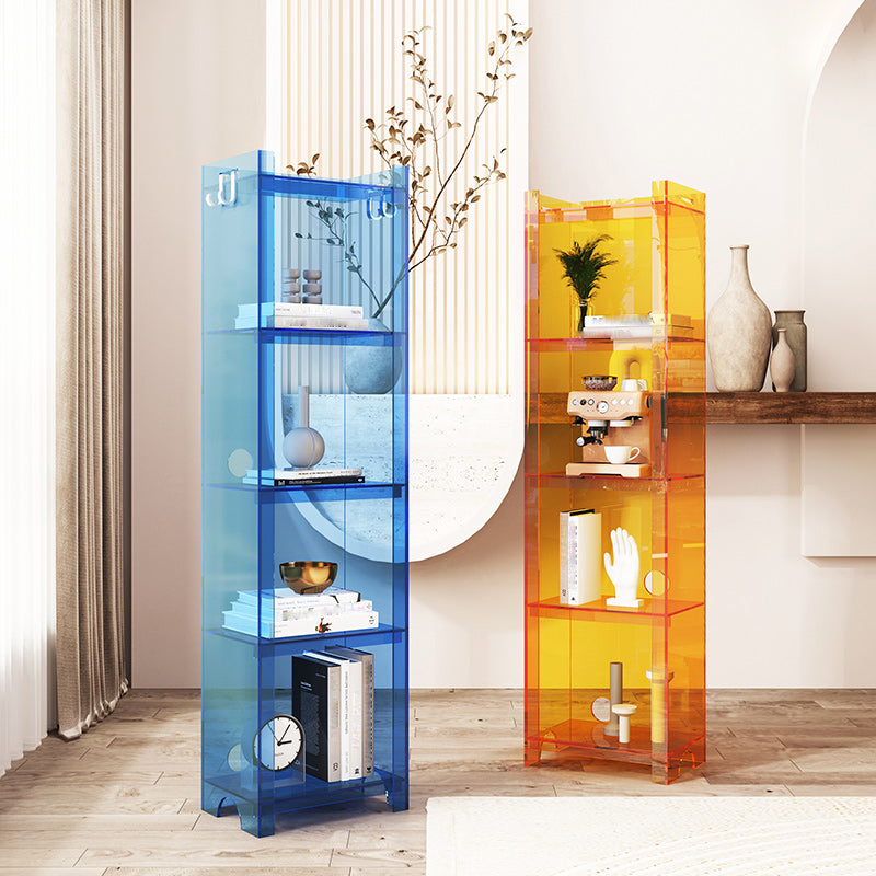 Contemporary Closed Back Bookshelf Acrylic Vertical Bookcase with Shelves