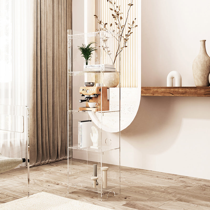 Contemporary Closed Back Bookshelf Acrylic Vertical Bookcase with Shelves