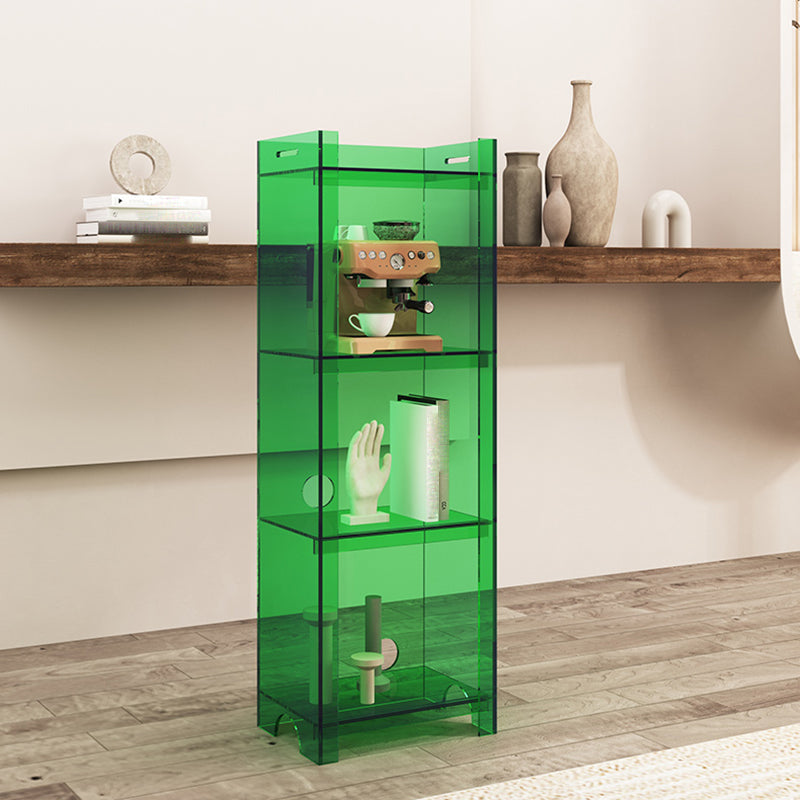 Contemporary Closed Back Bookshelf Acrylic Vertical Bookcase with Shelves