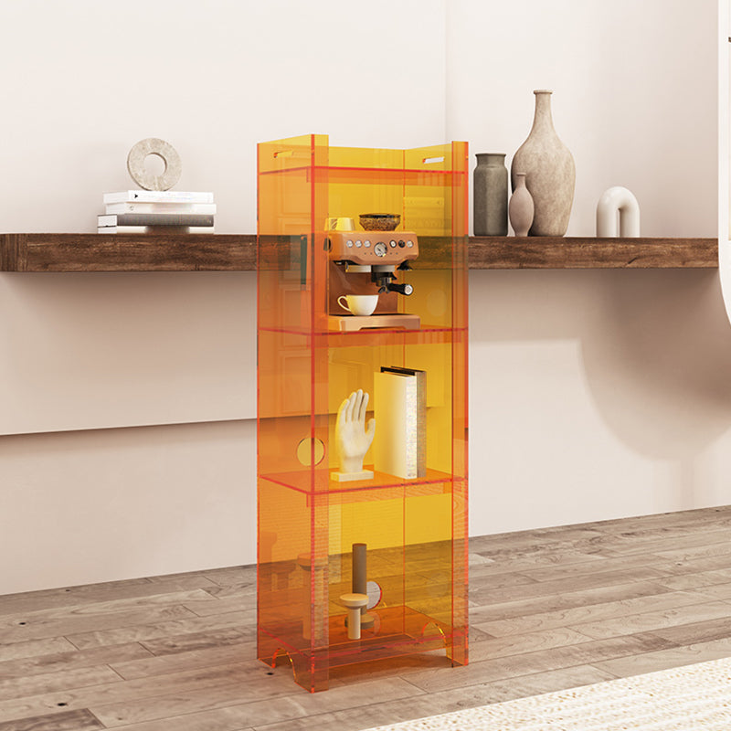 Contemporary Closed Back Bookshelf Acrylic Vertical Bookcase with Shelves