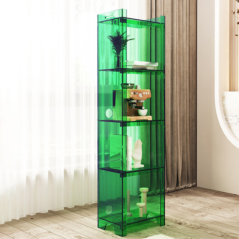 Contemporary Closed Back Bookshelf Acrylic Vertical Bookcase with Shelves