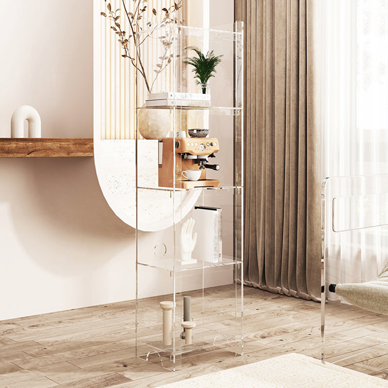 Contemporary Closed Back Bookshelf Acrylic Vertical Bookcase with Shelves