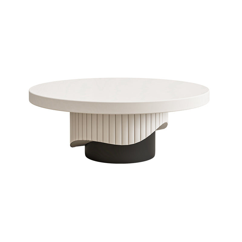 Modern Coffee Table Wooden Round Nesting Coffee Table Set with Pedestal Legs