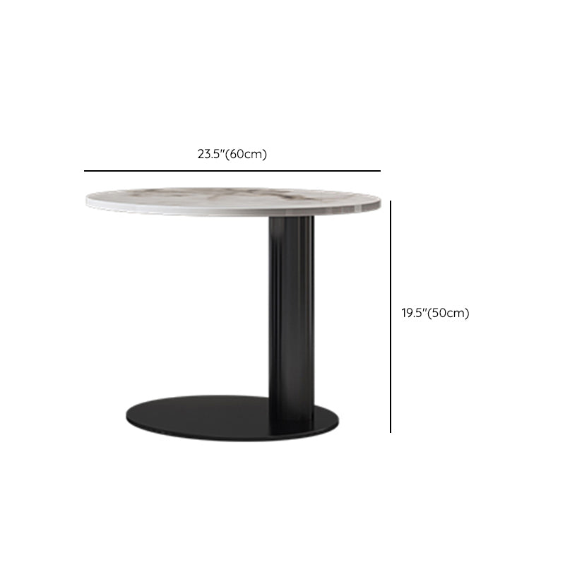 Modern Coffee Table Slate Round Nesting Coffee Table Set with Black Legs
