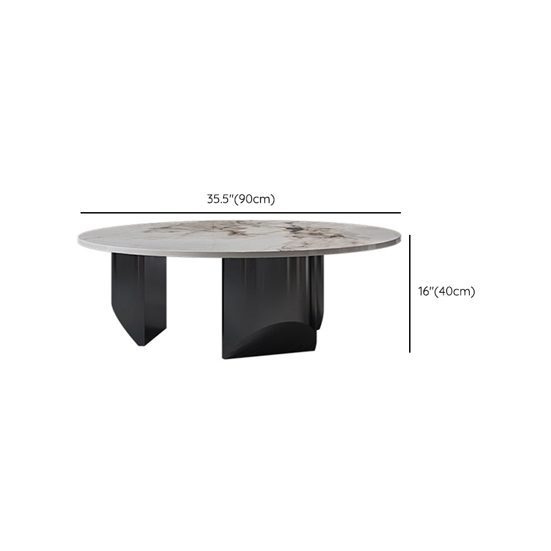 Modern Coffee Table Slate Round Nesting Coffee Table Set with Black Legs