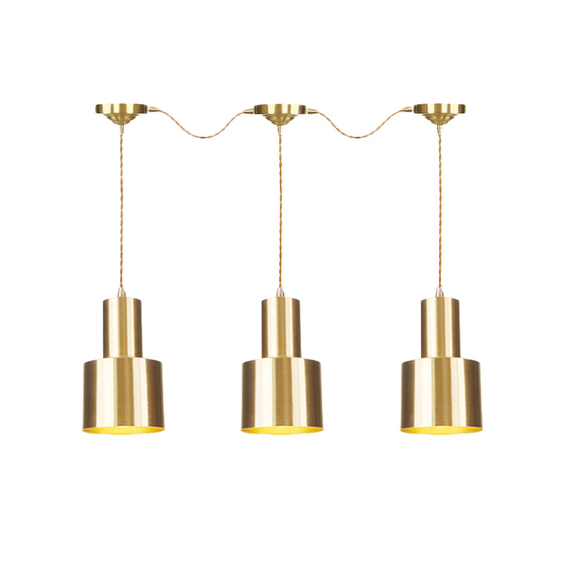 Metal Gold Finish Tandem Multi Ceiling Light Tube 3/5/7 Heads Industrial-Style Hanging Pendant Lamp