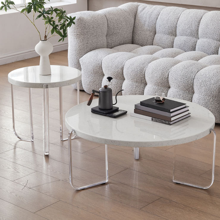 Contemporary Stone Coffee Table 3 Legs Coffee Cocktail Table