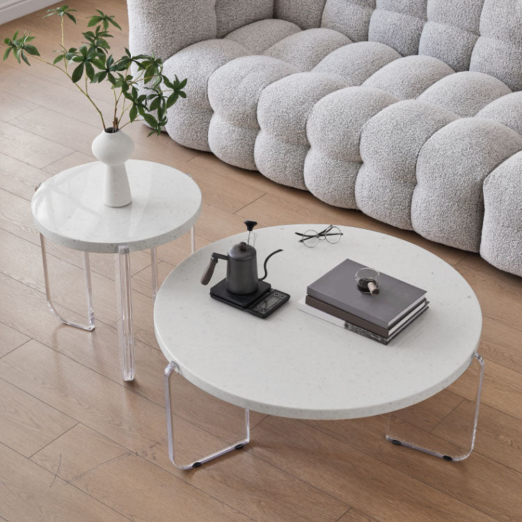 Contemporary Stone Coffee Table 3 Legs Coffee Cocktail Table