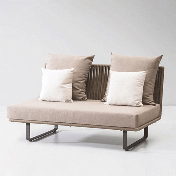 Tropical Patio Sofa Wicker/Rattan Gray Fabric With Cushions Outdoor Patio Sofa