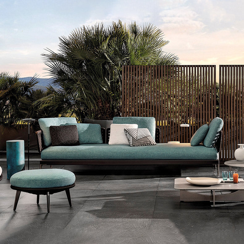 Tropical Patio Sofa Fade Resistant Metal Outdoor Patio Sofa with Cushions