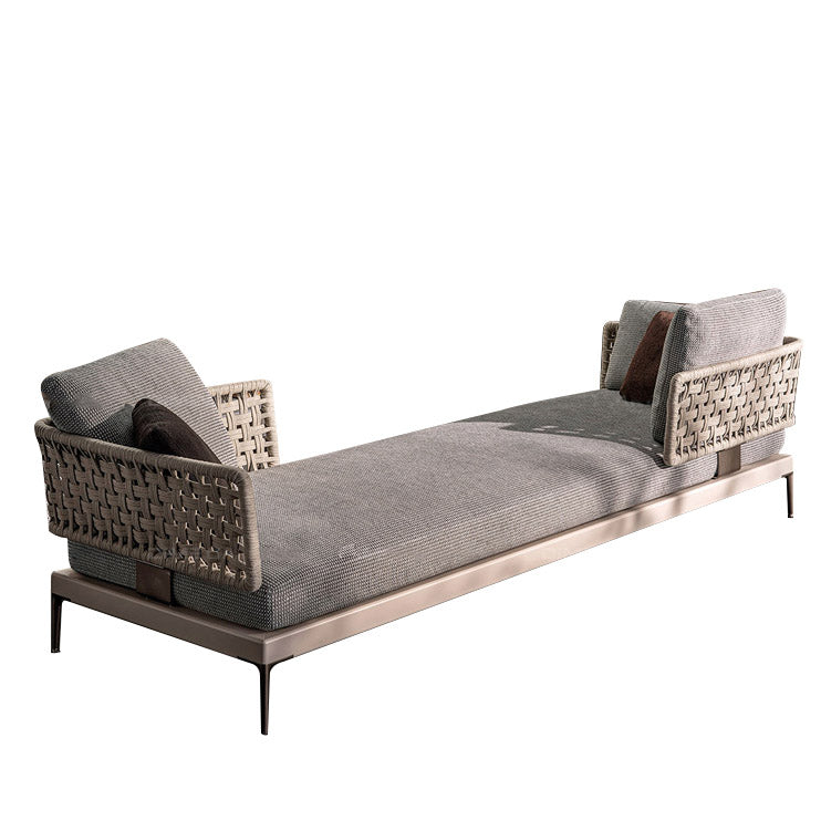 Tropical Patio Sofa Fade Resistant Metal Outdoor Patio Sofa with Cushions