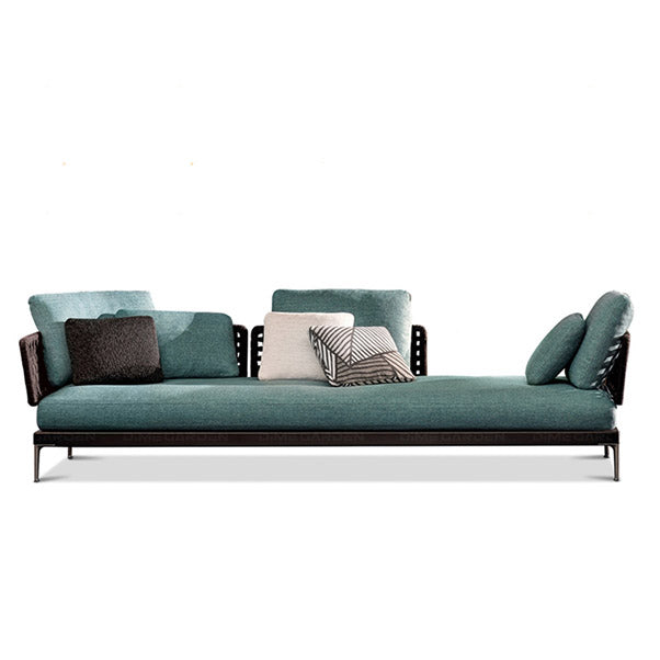 Tropical Patio Sofa Fade Resistant Metal Outdoor Patio Sofa with Cushions