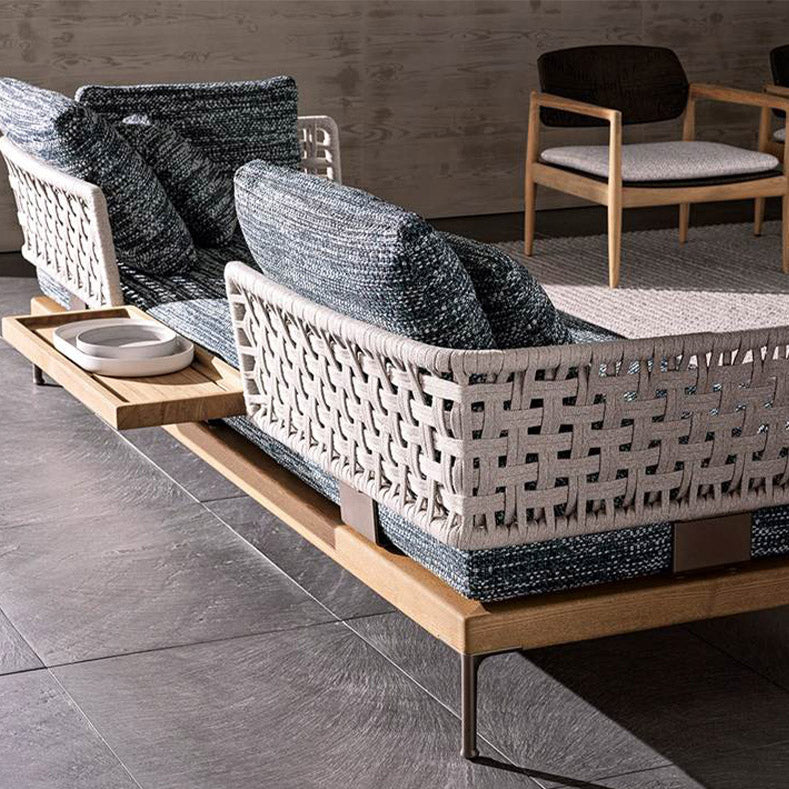 Tropical Patio Sofa Fade Resistant Metal Outdoor Patio Sofa with Cushions