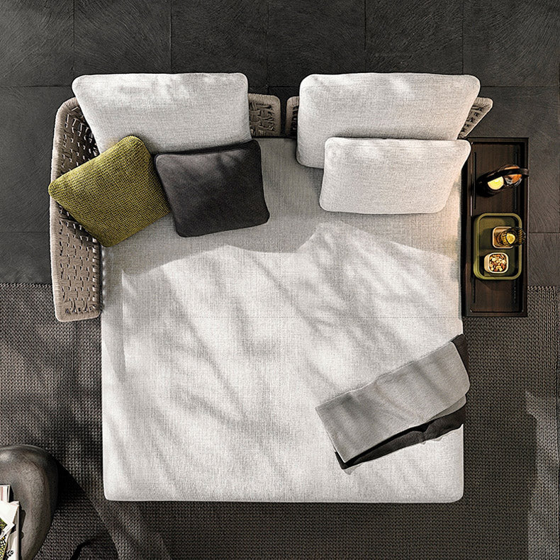 Tropical Patio Sofa Fade Resistant Metal Outdoor Patio Sofa with Cushions