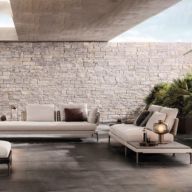 Tropical Patio Sofa Fade Resistant Metal Outdoor Patio Sofa with Cushions