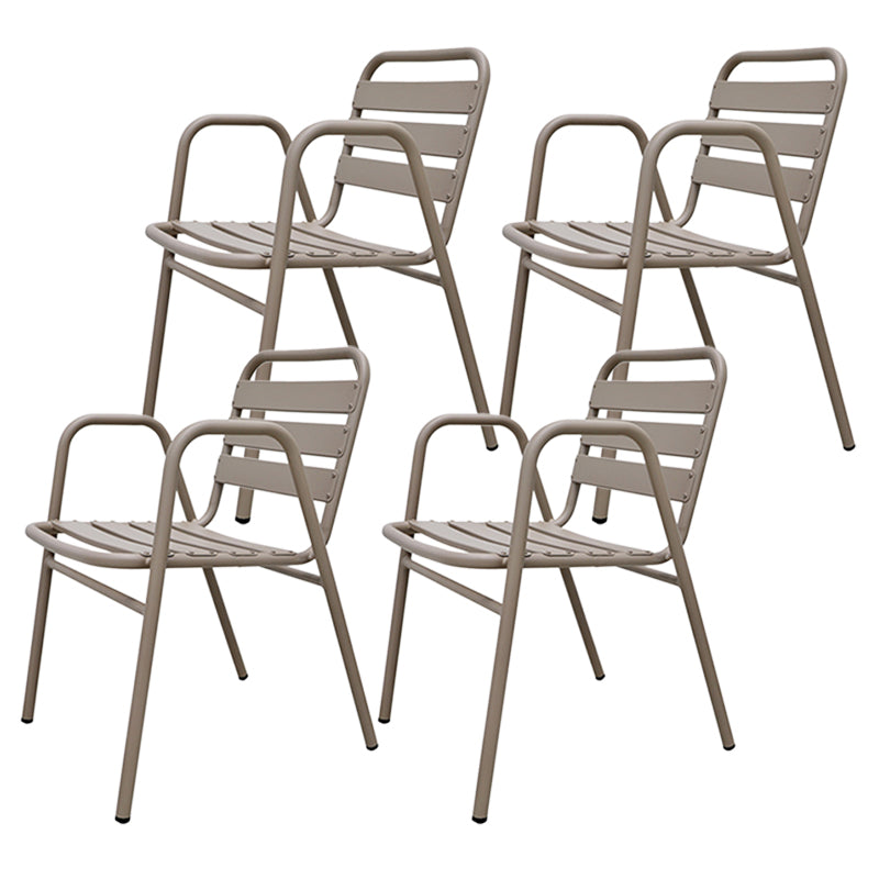 Contemporary Open Back Dining Armchair Gray Outdoors Dining Chairs