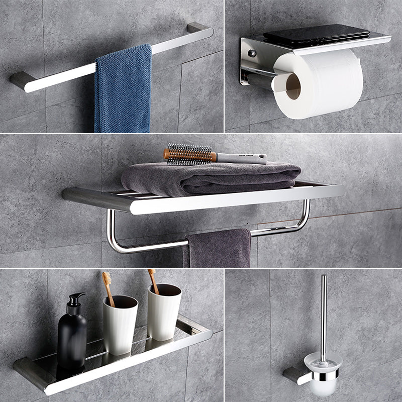 Contemporary Bathroom Accessories Hardware Set in Silver with Soap Dish