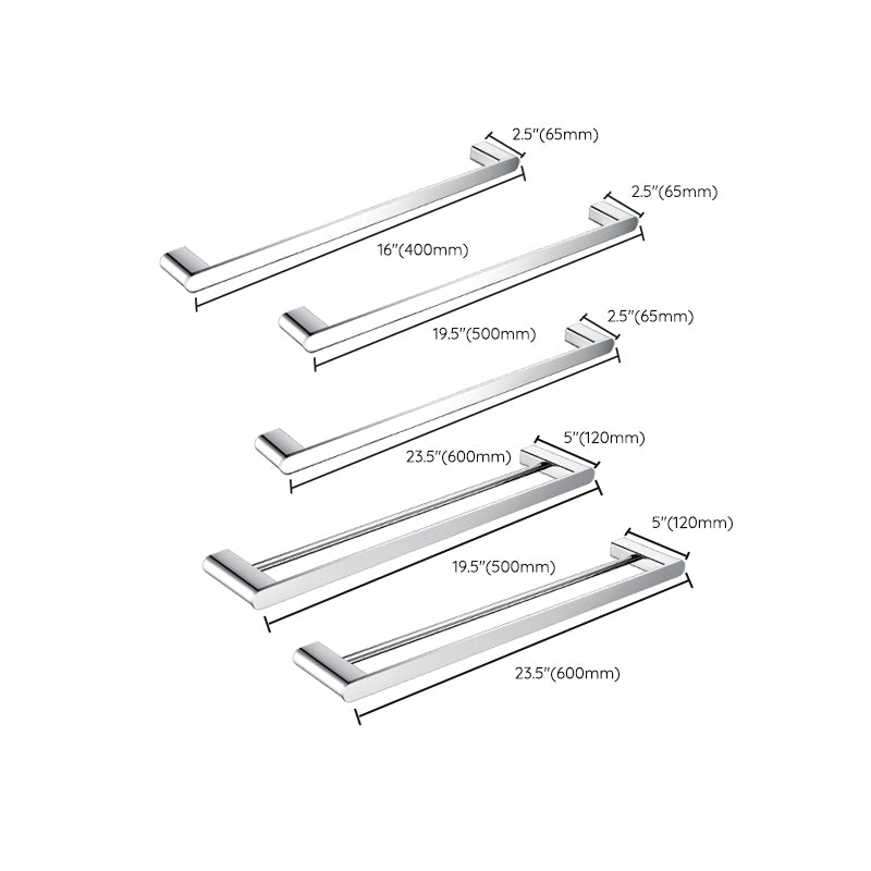 Contemporary Bathroom Accessories Hardware Set in Silver with Soap Dish