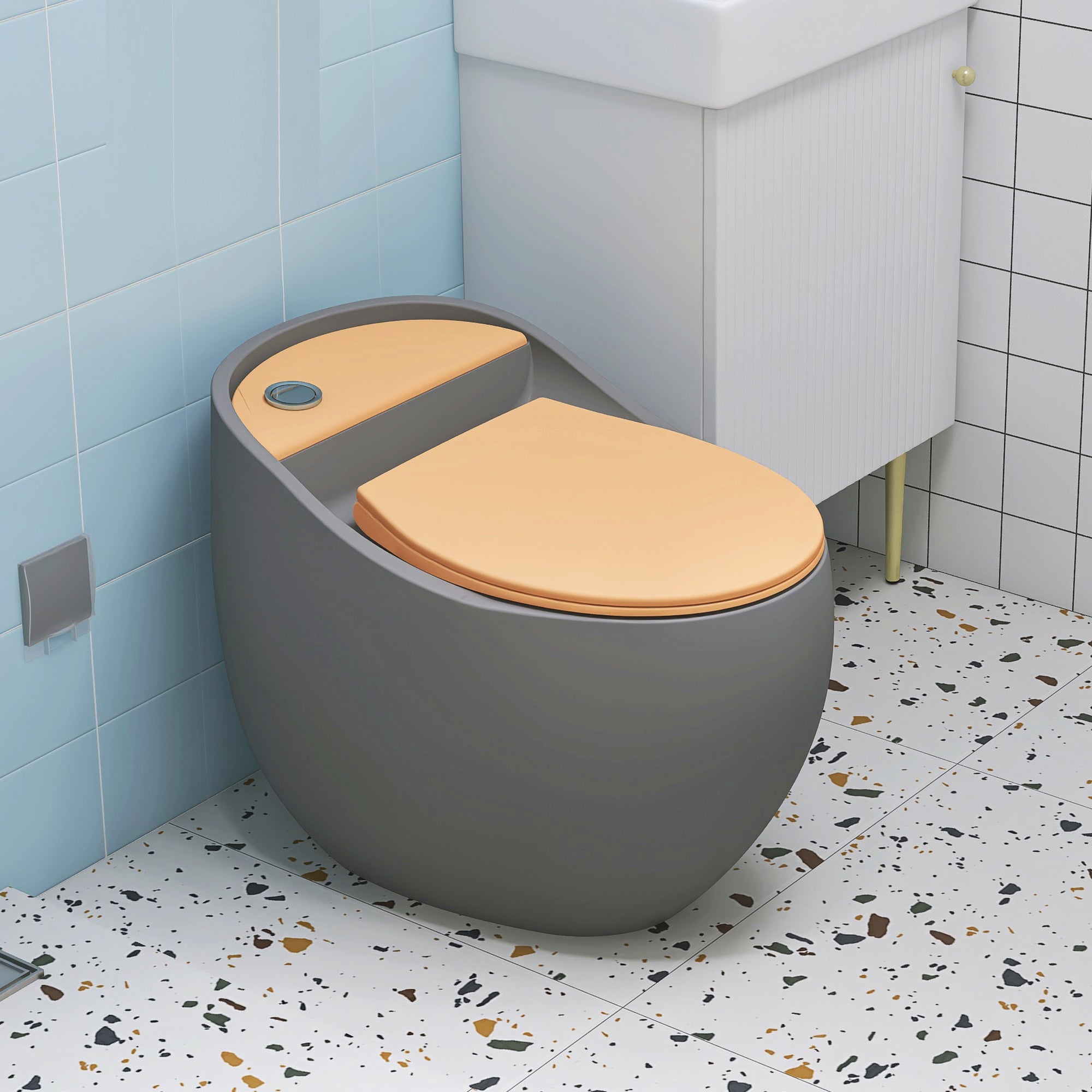 Contemporary Flush Toilet Floor Mounted Siphon Jet Porcelain Toilet Bowl