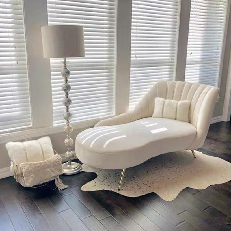 Living Room Recessed Arms Chaise Modern Style Velvet Chaise with Upholster