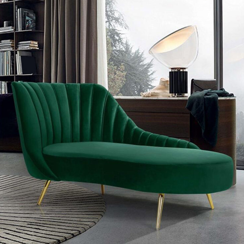Living Room Recessed Arms Chaise Modern Style Velvet Chaise with Upholster
